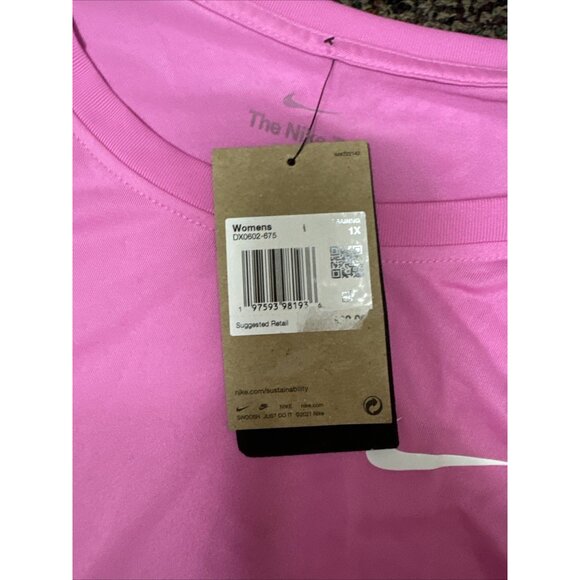 Nike Dri-fit Women Racerback Curved-Hem Tank Top Pink 1X - Picture 4 of 5